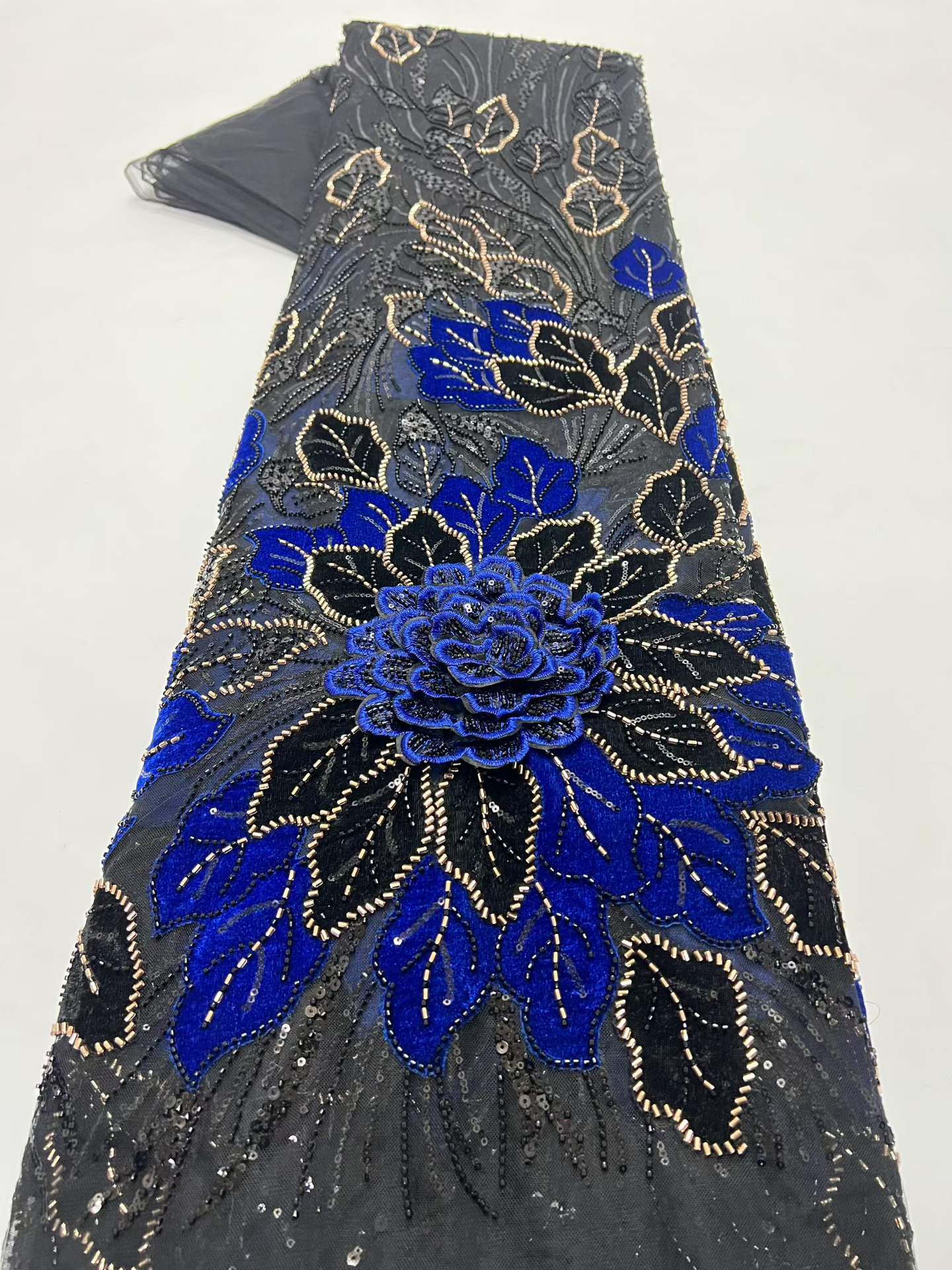 Sewing Velvet Fabric - Lüks Afrika Kadife Boncuklu Pul Payetli