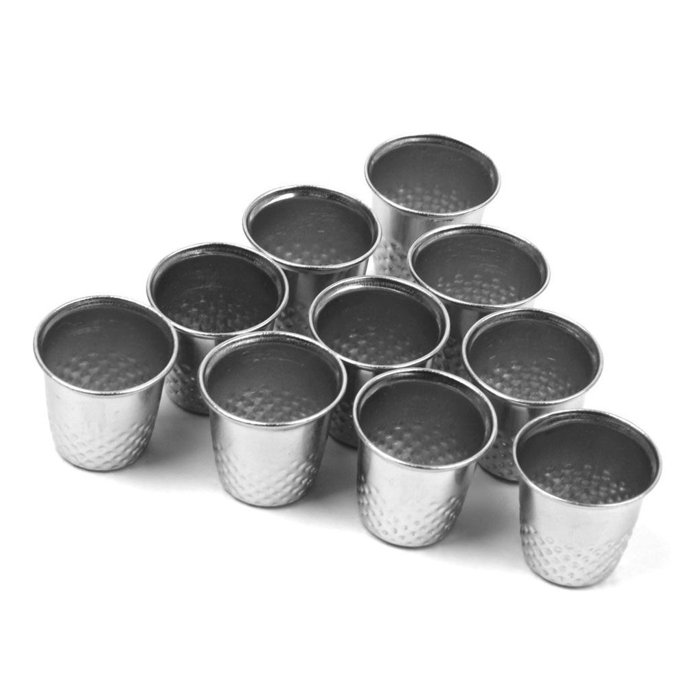 Sewing Thimble Metal - 10 Adet Gümüş Renkli, Sert Metal
