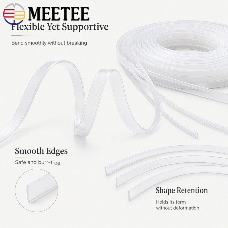 Textile Sewing Support - 5M 4-12x1.3-2mm Şeffaf Plastik Korse Balen