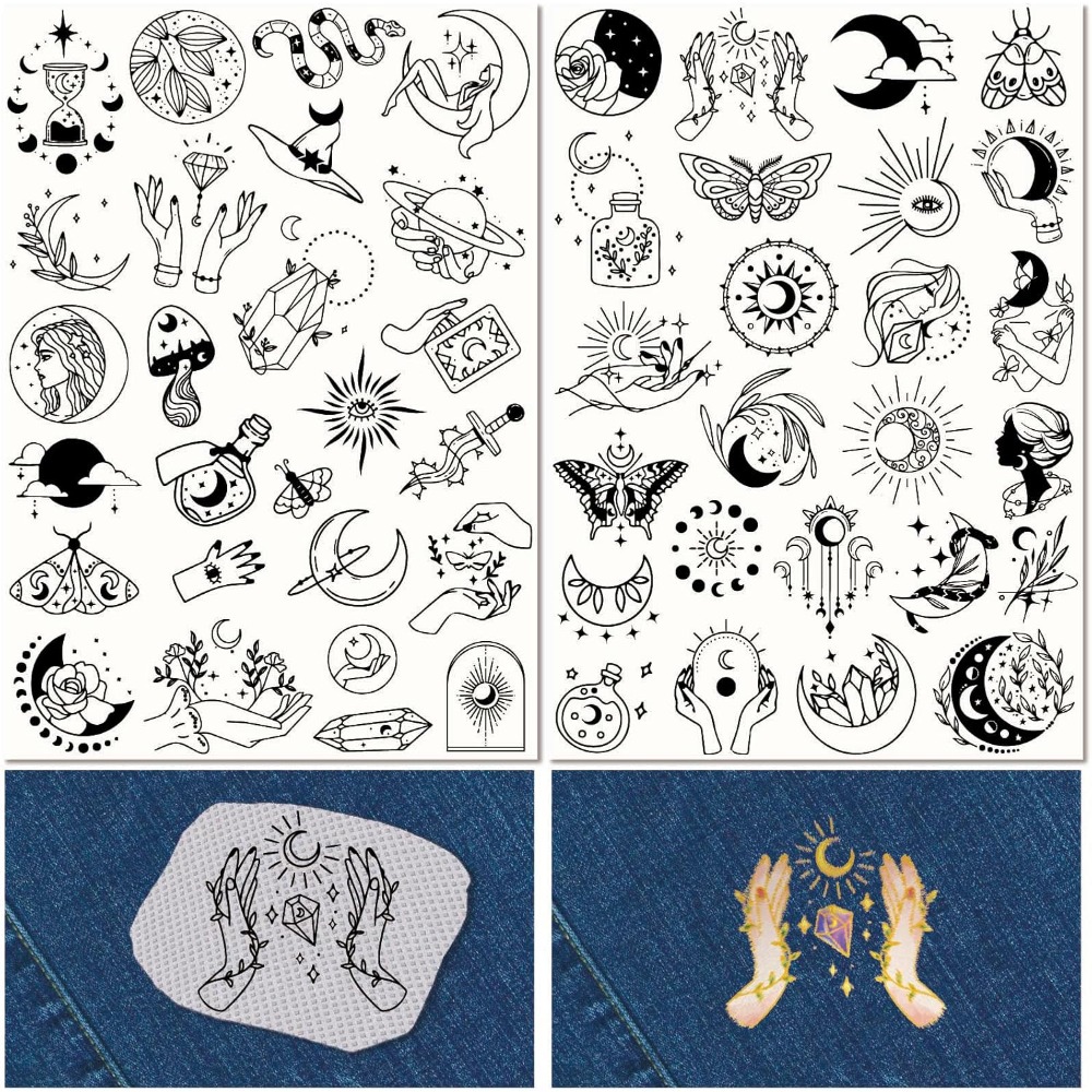 Sewing Embroidery Fabric - 51 adet Boho Ay Güneş Suda