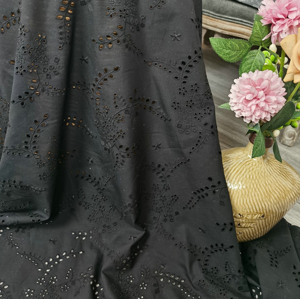 Yüksek kaliteli siyah oymalı i - Sewing Eyelet Fabric incelemesi ve fiyatı