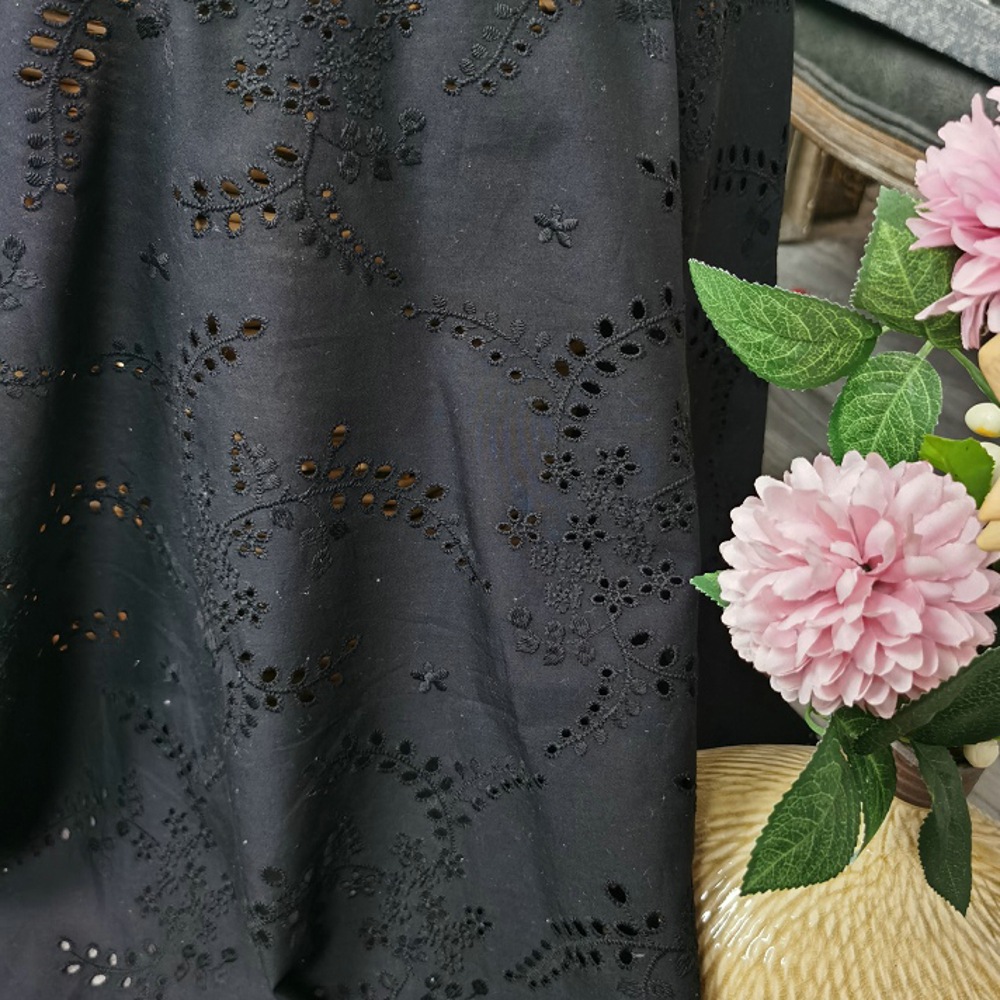 Yüksek kaliteli siyah oymalı i - Sewing Eyelet Fabric incelemesi ve fiyatı