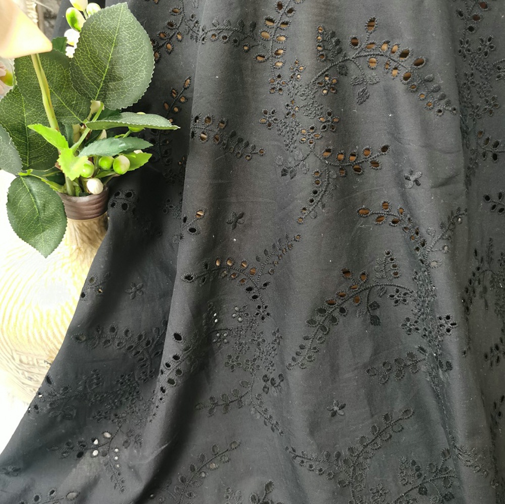 Yüksek kaliteli siyah oymalı i - Sewing Eyelet Fabric incelemesi ve fiyatı